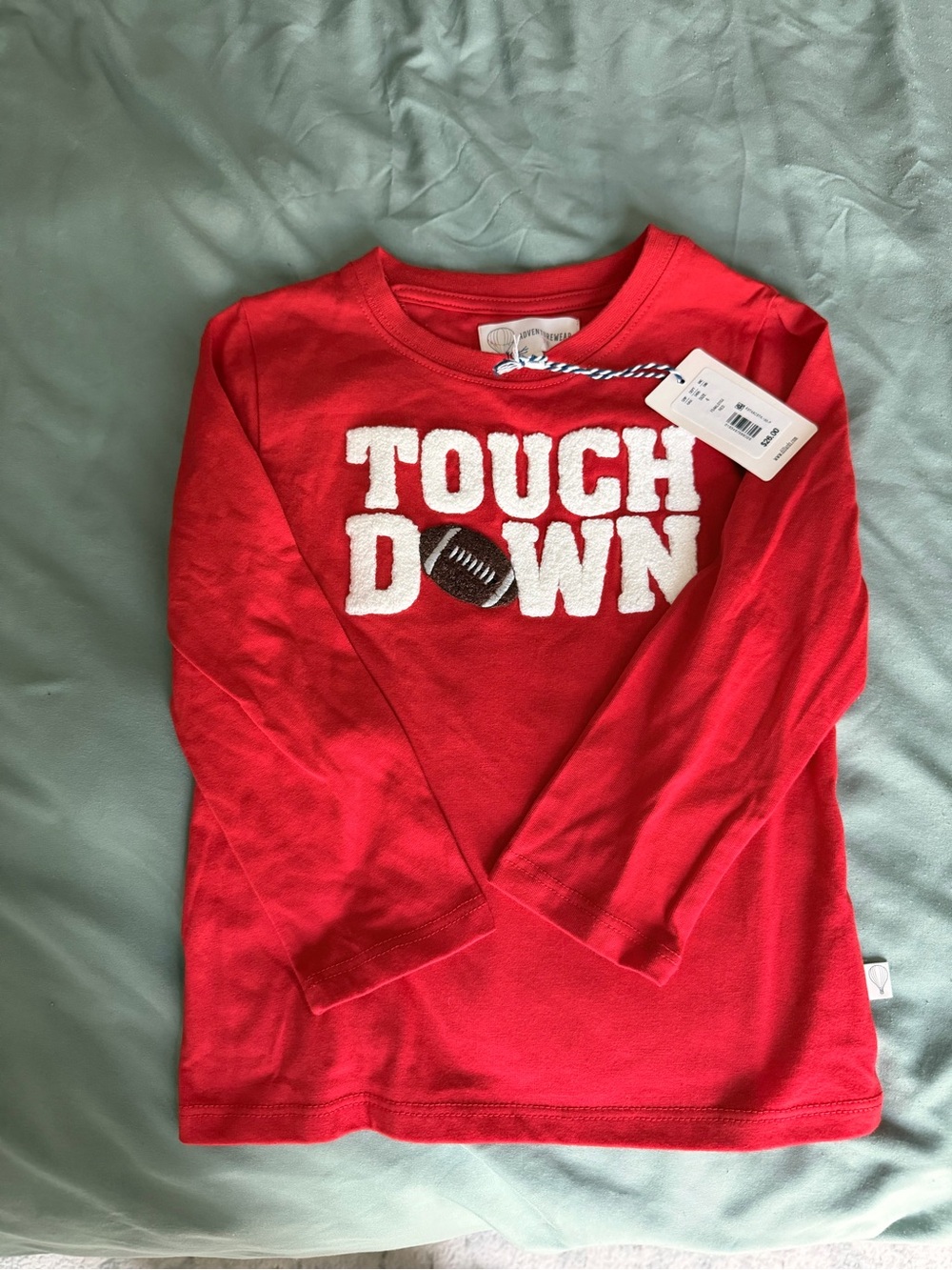 Kids Red 'TOUCH DOWN' Football Graphic Long Sleeve Shirt